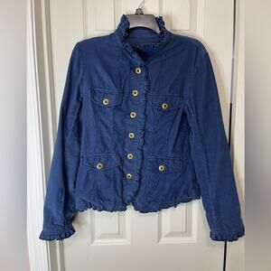Louie Blue Corduroy Ruffle Y2K  Grunge Blazer Jacket size 8